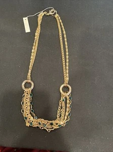 Nuevo con etiquetas Collar Tono Dorado de Moda Múltiples Niveles Tipo Esmeralda Piedras - Imagen 1 de 6