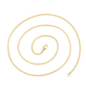 COLLIER CHAINE DORE GOURMETTE 60cm ACIER INOXYDABLE HYPOALLERGENIQUE 3x2mm - Foto 1 di 3