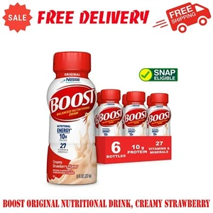BOOST Original Nutritional Drink, Creamy Strawberry, 10g Protein, 6 - 8 fl oz - Picture 1 of 10
