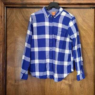 Joe Fresh XL Azul Blanco Guinga Búfalo Cuadros Abotonable Manga Larga con Pestaña Enrollable Mujer Foto 1 de 4