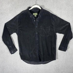 Eddie Bauer Corduroy Men’s Sz LTall Black Thick Button Down Classic Casual Work - Picture 1 of 7