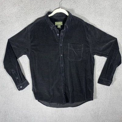 Eddie Bauer Corduroy Men’s Sz LTall Black Thick Button Down Classic Casual Work - Image 1 of 4