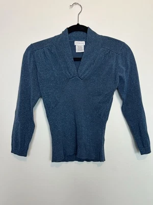 Suéter acanalado vintage George lurex mezcla seda manga 3/4 y2k años 90 chic Foto 1 de 4