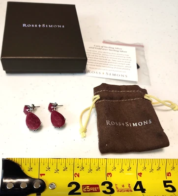 Ross-Simons 19.20 ct. t.w. Ruby Drop Earrings in Sterling Silver NIB pretty RED - Image 1 of 4