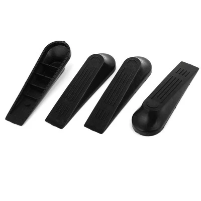 4 Stück schwarz Kunststoff rutschfeste Türstopper Wedge Stoppers - Bild 1 von 4