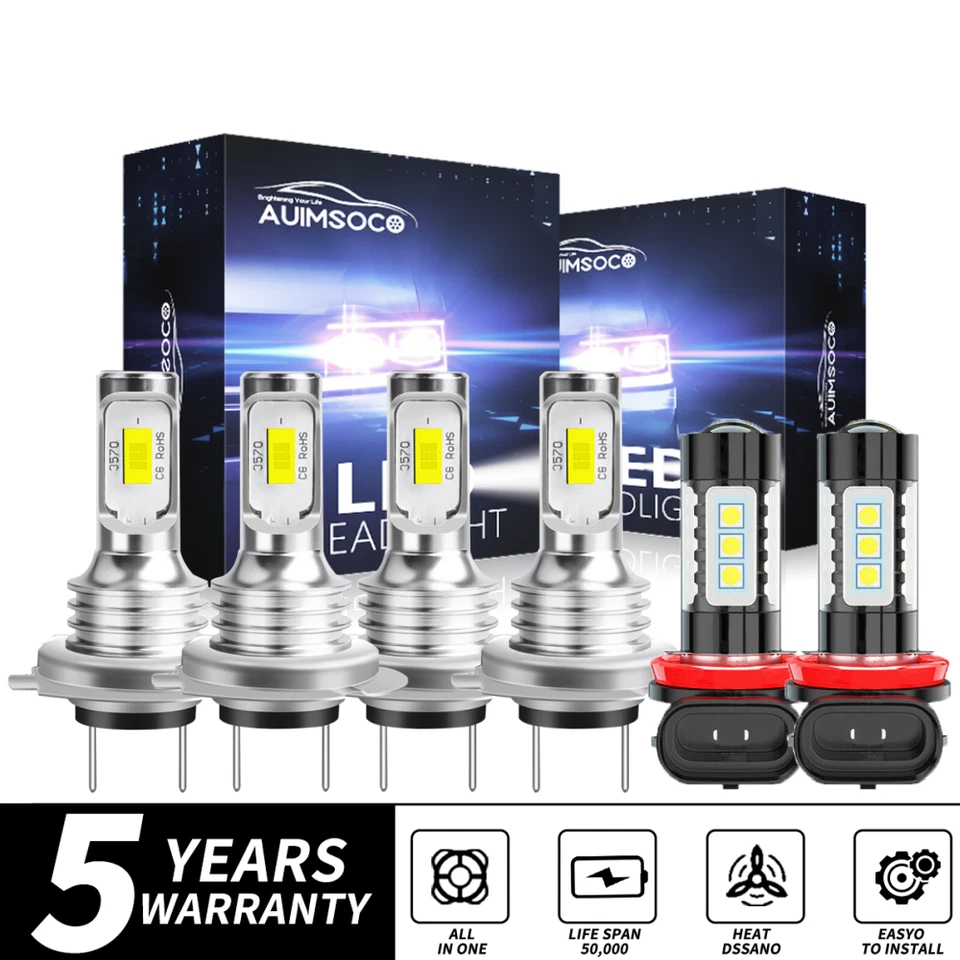 For Mercedes-Benz ML350 2003-2015 6x Combo H7 + H7 LED Headlight + H11 Fog Bulbs - Image 1 of 4