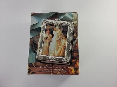 Vintage Godinger Silver Plated Satin Finish 4"x6" Wedding Gift Photo Album Art - Image 1 of 4