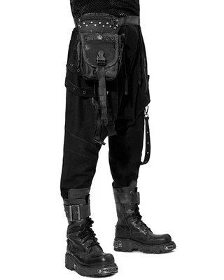 Punk Rave Mens Apocalyptic Goth Grunge Skull Studded Utility Hip Bag Belt Black - Image 1 of 4