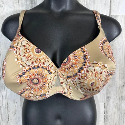 Cacique 44H Bra Tan Tribal Accents MSRP $56 Lightly Worn Full Coverage - Image 1 of 4