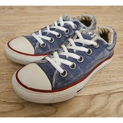Tênis Converse All-Star Chuck Taylor azul denim cano baixo júnior tamanho 12 infantil - Imagem 1 de 4