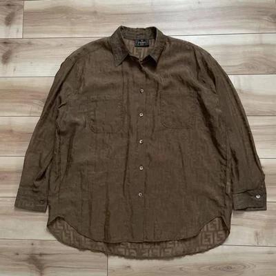 FENDI Camisa Transparente Estampado Zucca Talla 40 Color Marrón Mujer Moda Artículo Foto 1 de 4