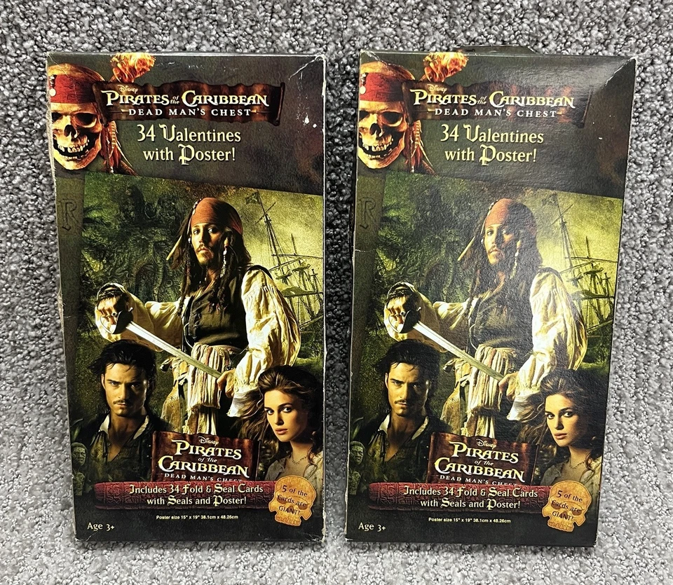 Pirates of the Caribbean Valentines Day Cards W/ Poster Dead Mans Chest 2 Packs - Image 1 of 4