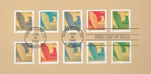 Página de recuerdo FDC (25c) placa de bobina de águila verde/dorada # tira de línea PNC Scott# 3794 - Imagen 1 de 1