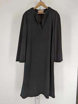 Oscar De La Renta Vintage 70s Mod Black Boho Knit Tunic Bell Cuff Sleeves USA - Image 1 of 4