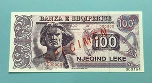 ALBANIA BANKNOTES SPECIMEN 100 LEK PAPER MONEY 1996 UNC - Picture 1 of 6