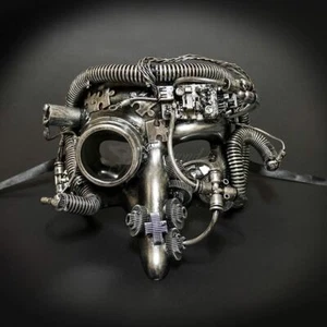 Steampunk Plague Doctor Masquerade Mask Silver M39269 - Picture 1 of 4