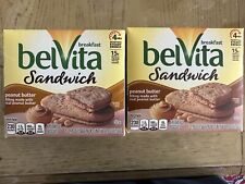 belVita Sandwich Burro di arachidi Biscotti per Colazione, (2 Scatole)