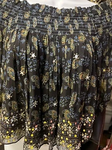 Free People Age of Aquarius Smocked Off The Shoulder Top Black Small P NWOT $168 - Picture 1 of 9