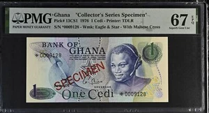 Ghana 1 Cedi 1976 P 13CS1 Specimen Superb Gem UNC PMG 67 EPQ - Picture 1 of 3