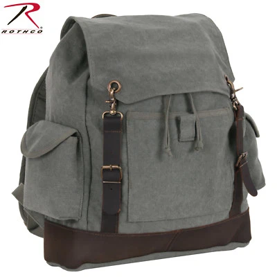 Mochila Rothco Vintage Expedition - Mochila de lona de algodón gris carbón 8707 Foto 1 de 2