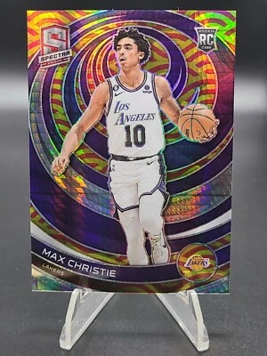 Max Christie 2022-23 Spectra Red And Yellow Asia Prizm /75 RC Lakers - Image 1 of 2