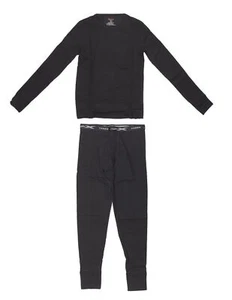 New Large Black Hanes X-Temp Boys Thermal Rib Knit Set Includes Top & Bottom - Picture 1 of 7