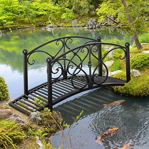 Decorative Garden Bridge Classic Footbridge w/ Safety Rails for Creek Stream - Picture 1 of 11