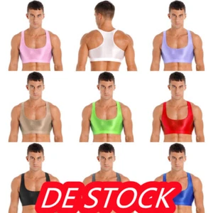 DE Männer Crop Tank Top Bauchfrei Unterhemd Sport BH Weste Ärmellos Muskelshirt - Picture 1 of 109