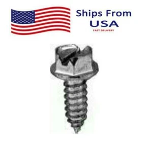 100 Pcs Ford #14 x3/4" Slotted Hex Washer Head License Plate Screws Zinc - Picture 1 of 1