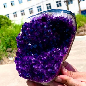 2.87LB Natural Amethyst geode quartz cluster crystal specimen Healing+STAND - Picture 1 of 18