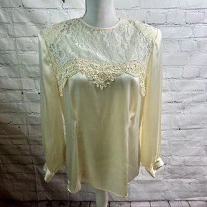 NILANI Vintage Satin & Lace Blouse Top 12 NWT - Picture 1 of 7