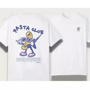 Pasta Club Tee,Hand-Drawn Cartoon Graphic T-shirt,Retro 90s Foodie Graphic Shirt - Picture 1 of 4