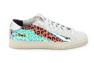 P448 Sneaker donna EU 40 US 9,5-10 Jack leopardato stampa ologramma skater basso - Foto 1 di 15