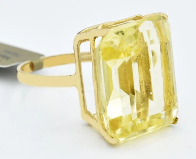 ANILLO TOPACIO AMARILLO GENUINO 22,18 quilates oro amarillo 10k * Servicio de tasación gratuito * Foto 1 de 4