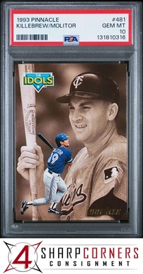 1993 PINNACLE #481 PAUL MOLITOR-HARMON KILLEBREW HOF PSA 10 - Image 1 of 3
