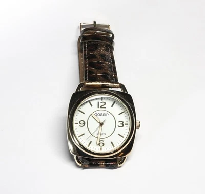 Reloj 39 mm GOSSIP #GSP888A caja dorada, esfera blanca, correa de cuero - modelo de exhibición Foto 1 de 4