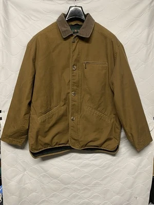 Vintage J. Crew Brown Chore Coat Corduroy Collar Blank Lined Barn Jacket Size LT - Image 1 of 4