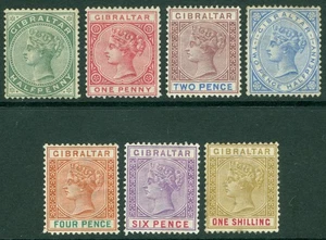 SG 39-45 Gibraltar 1898. 1/2d bis 1/- Set 7. Montiert postfrisch, Zustand gemischt... - Bild 1 von 1