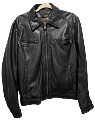 Chaqueta de moto Michael Kors de cuero sintético negra talla pequeña para hombre Foto 1 de 4