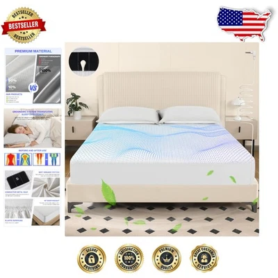 特大号接地床单 | 400 TC 有机棉银色纤维 | 改善睡眠 — 第 1/4 张图片