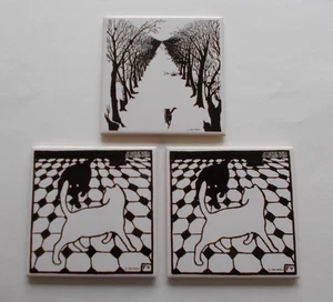 Set of 3 MMA 6" Square Ceramic Cat Wall Tiles or Trivets 1994 FV Black & White - Picture 1 of 3