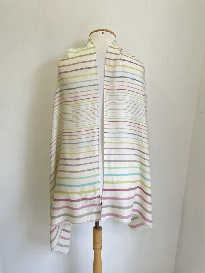 AS3#Loro Piana 70% Cachemira 30% Seda Rayas Chal Envoltura Hecho en Italia (Sin Etiqueta) Foto 1 de 4