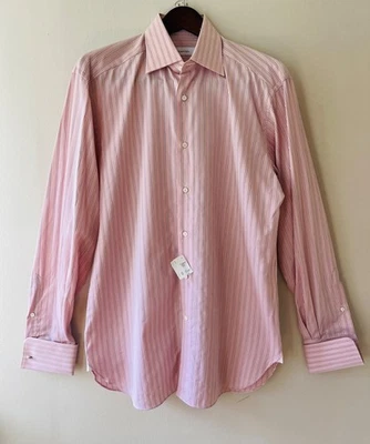 NUEVO CON ETIQUETAS Camisa de vestir Ermenegildo Zegna para hombre manga larga puño francés 15,5-36 malva Foto 1 de 4