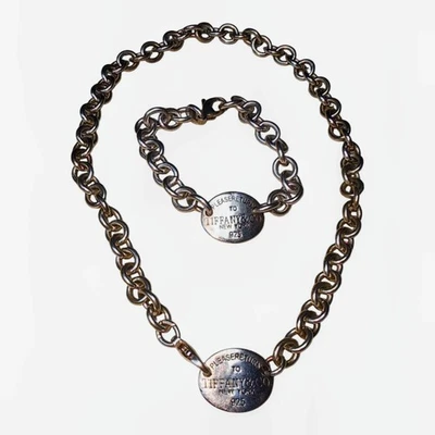 Tiffany & Co “Return to Tiffany” Oval Tag Necklace & Bracelet Sterling Silver  - Image 1 of 4