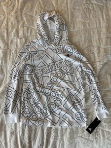 Adidas White Logo Print Pullover Hoodie Size M 10/12 Youth - Picture 1 of 4