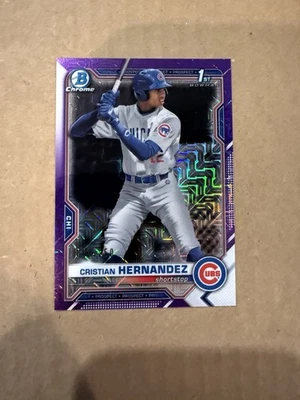 CHRISTIAN HERNANDEZ 2021 BOWMAN CHROME 1ST PURPLE MEGA BOX REFRACTOR #D 001/250 - Image 1 of 4