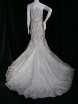 Vestido de Boda Martha Blanc Rosa Clara 12 Tul Dorado Encaje Cuentas Ilusión Espalda Foto 1 de 4