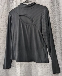Faded Rose Black Mock Neck Long Sleeve Women's XL - Picture 1 of 6