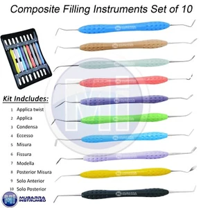 Instrumentos de relleno compuestos dentales LM Arte 10 piezas mango de silicona con casete - Imagen 1 de 7