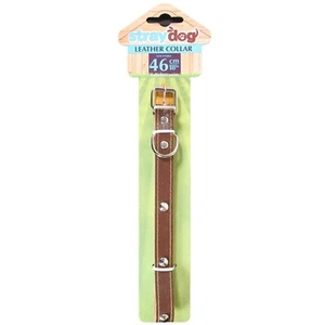 Brown Leather Studded Dog Collar - 46cm - Adjustable - New - Bild 1 von 1
